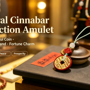 natural raw crystal cinnabar mountain ghost coin pendant