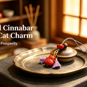 natural cinnabar lucky cat charm