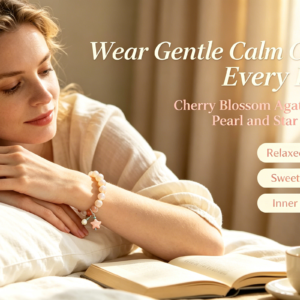 natural cherry blossom agate bracelet