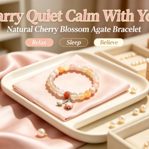 natural cherry blossom agate bracelet