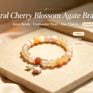 natural cherry blossom agate bracelet
